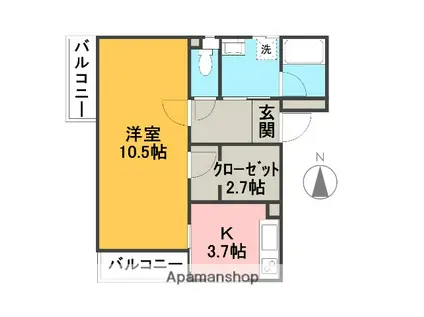 カーザ・ディ・エッセ(1K/2階)の間取り写真