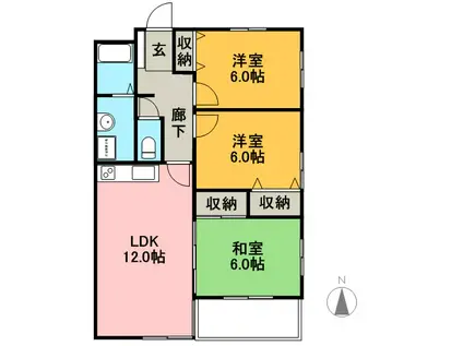 KO-UN(3LDK/2階)の間取り写真