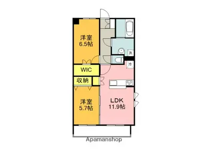 SHELL COURT(2LDK/3階)の間取り写真