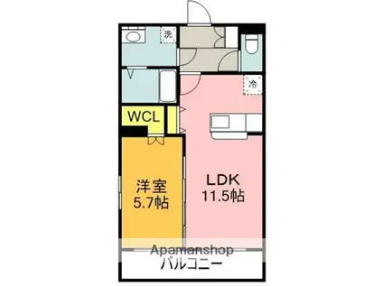 MAISON DE EUPHORIA(1LDK/2階)の間取り写真