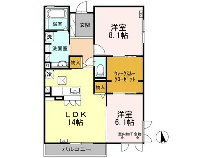 サンフローラ(2LDK/1階)の間取り写真