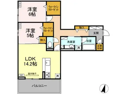DIOSPERSIMMON長泉 II棟(2LDK/3階)の間取り写真