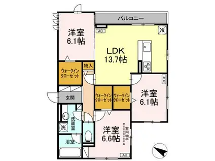 GRASS FIELDS SERENA Ⅶ(3LDK/3階)の間取り写真