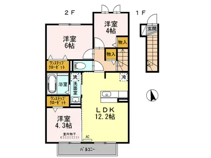 ベラカーサ神田 I(3LDK/2階)の間取り写真