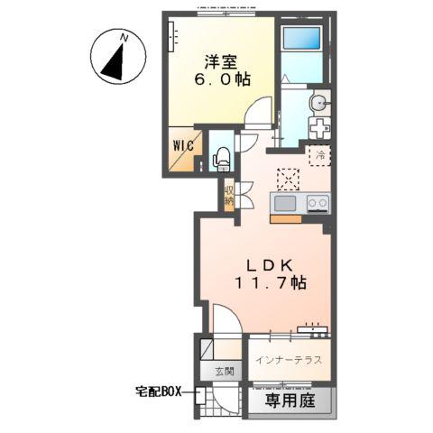 サンプレスⅡ(1LDK/1階)の間取り写真