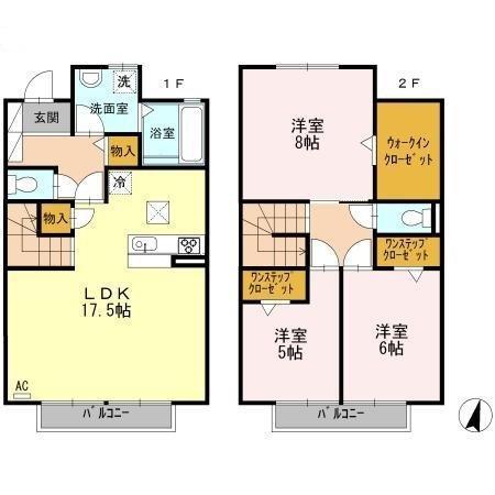 シャルマンピーチ B(3LDK)の間取り写真