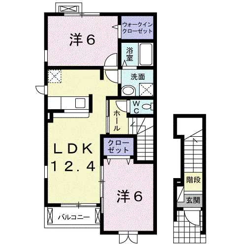 フレイム(2LDK/2階)の間取り写真