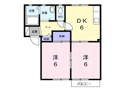 アプリオリB(2DK/2階)の間取り写真