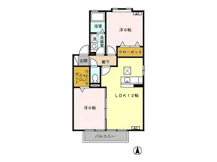 グランドール塩津C(2LDK/1階)の間取り写真