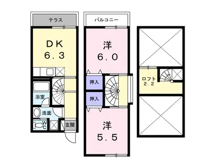AGREEABLE大栄(2DK/1階)の間取り写真
