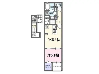 ヒカルサ藤枝高柳Ⅱ(1LDK/2階)の間取り写真