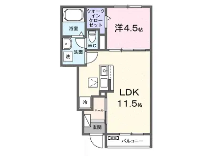 ヒカルサ藤枝兵太夫(1LDK/1階)の間取り写真