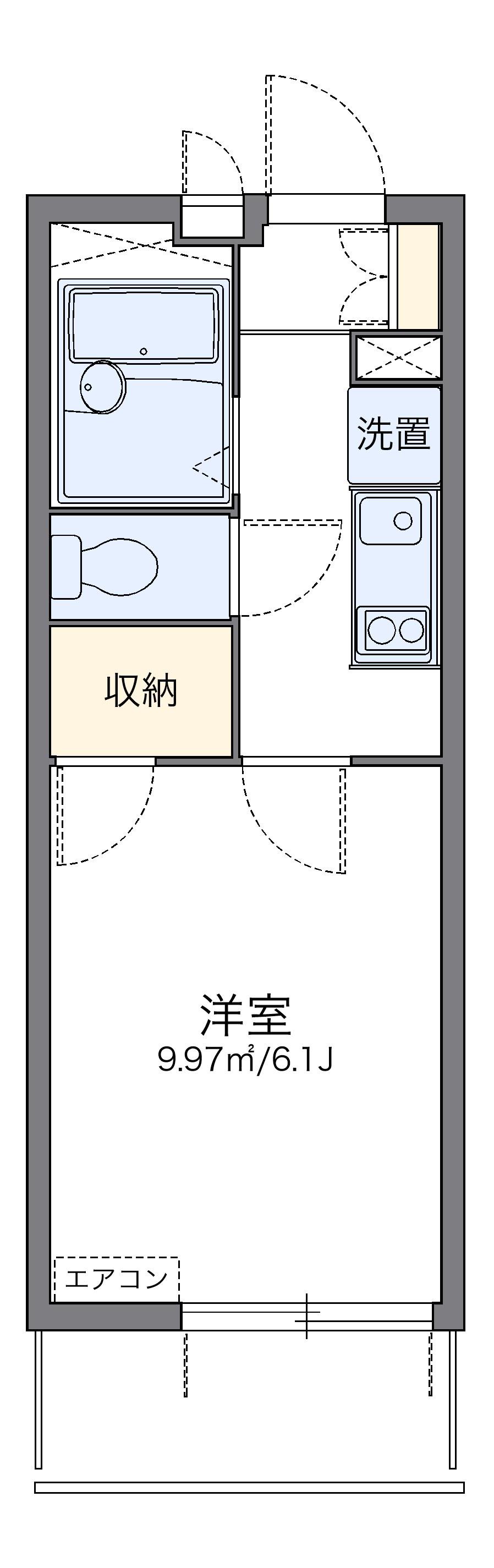 レオパレスFINE中沢(1K/2階)の間取り写真