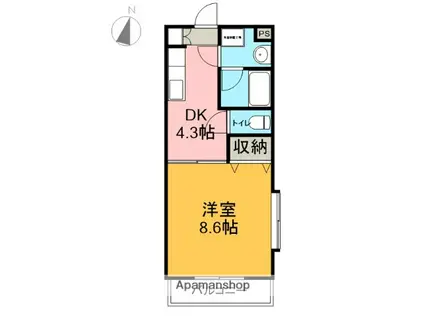 ブルージュM(1DK/2階)の間取り写真