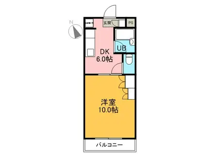 アルタイルS(1DK/4階)の間取り写真