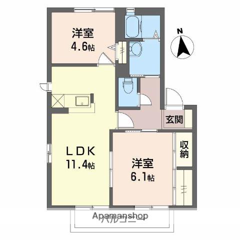 ヴィラフォンテ(2LDK/2階)の間取り写真