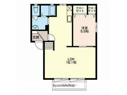 フレグランス本市場A(1LDK/1階)の間取り写真