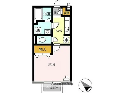 リヴェールアンジュ(1K/1階)の間取り写真