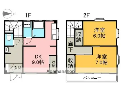 コーポラス吉田(2DK/2階)の間取り写真