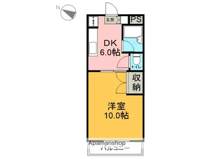 カーサカジマⅠ(1DK/4階)の間取り写真