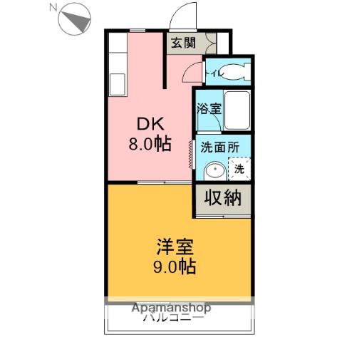 カーサカジマⅠ(1DK/3階)の間取り写真