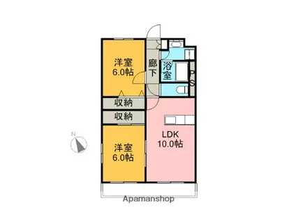 身延線 富士宮駅 バス乗車時間:25分 粟倉団地バス停で下車 徒歩1分 3階建 築25年(2LDK/3階)の間取り写真