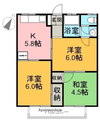 サンシティ森島(3K/2階)の間取り写真