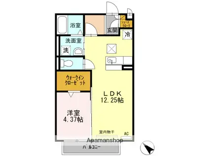 コージーコートⅡ(1LDK/1階)の間取り写真