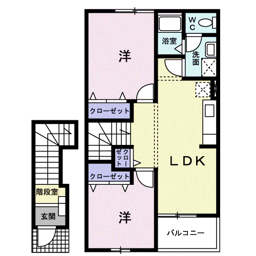 サンライズガーデン(2LDK/2階)の間取り写真