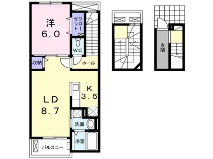 NEO CASA(1LDK/3階)の間取り写真