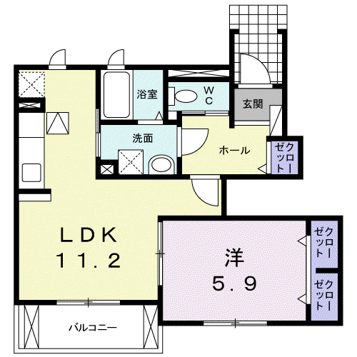 ラフィネT-Ⅲ(1LDK/1階)の間取り写真