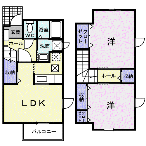 ホワイトリーフⅡ(2LDK/1階)の間取り写真