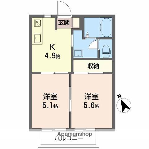 フレグランス神山C(2K/2階)の間取り写真