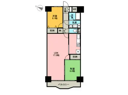 エンゼルハイム吉原(2LDK/12階)の間取り写真