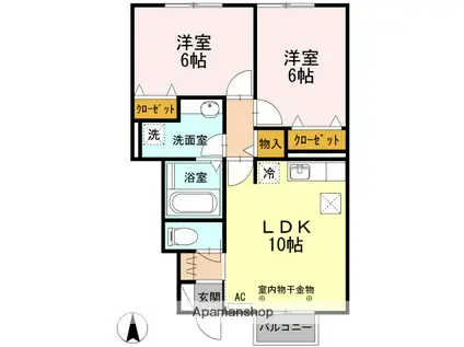 シャンテ ホーリー(2LDK/1階)の間取り写真