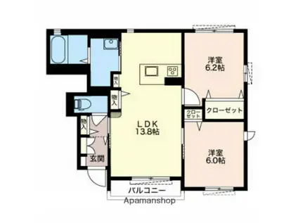 グラン・エスポワール(2LDK/1階)の間取り写真