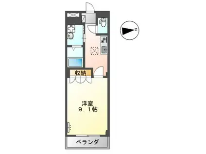 ボナールA(1K/2階)の間取り写真