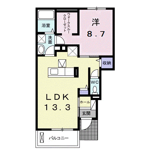 シエルⅡ(1LDK/1階)の間取り写真