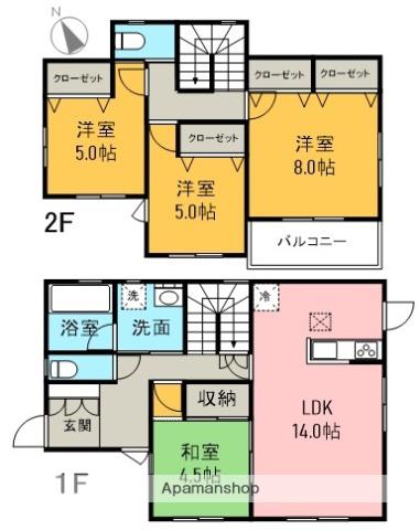 身延線 入山瀬駅 徒歩25分 2階建 築12年(4LDK)の間取り写真