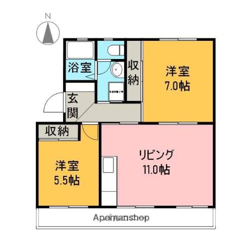 イル・クオーレ(2LDK/2階)の間取り写真