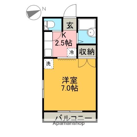栢森ハイツB(1K/2階)の間取り写真