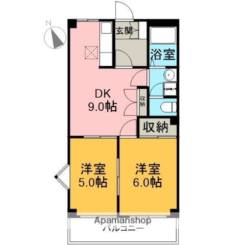 ハイムホワイト(2DK/1階)の間取り写真
