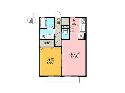 エーデルハイム(1LDK/1階)の間取り写真