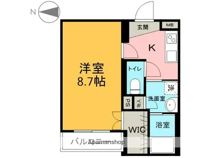 シュタットフルスⅠ(1K/5階)の間取り写真