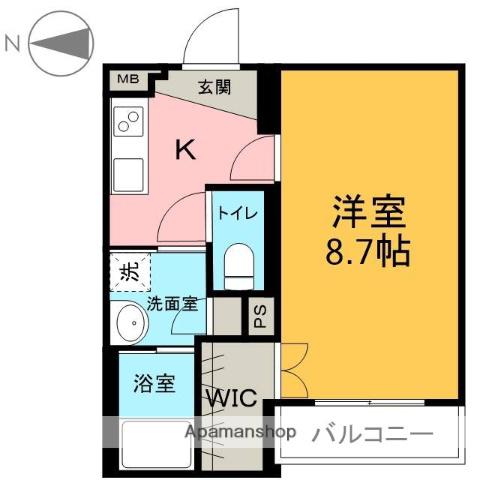 シュタットフルスⅠ(1K/4階)の間取り写真