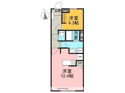 パークメラニアン(1LDK/1階)の間取り写真