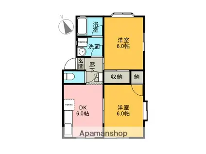 ベストハイツ岳陽(2DK/1階)の間取り写真