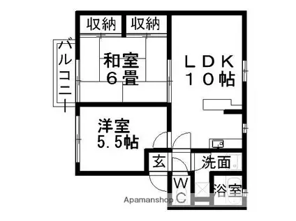 ソファレ土屋B(2LDK/2階)の間取り写真
