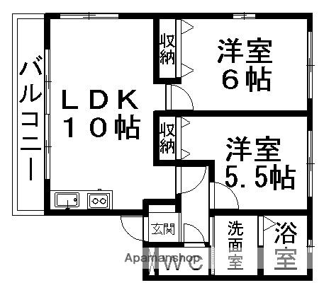 リーベンⅡ(2LDK/1階)の間取り写真