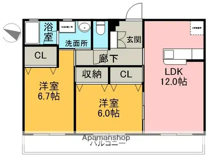 ステラ宮島(2LDK/3階)の間取り写真